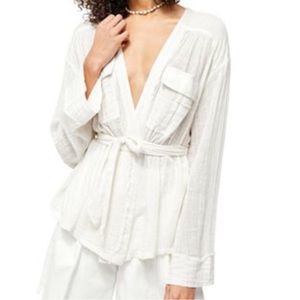 Free People Ivory Safari Wrap Tie Top